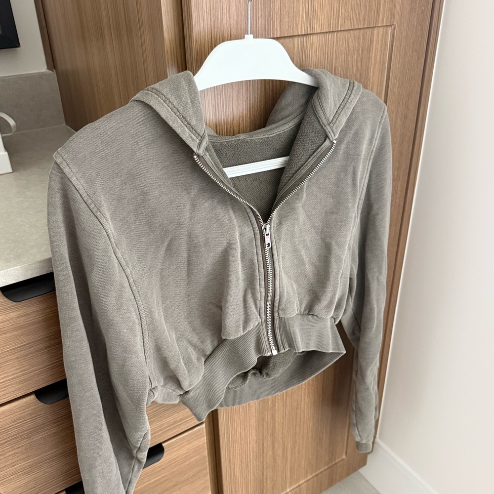Alo Yoga Sweet Escape Zip Up Hoodie Olive Green